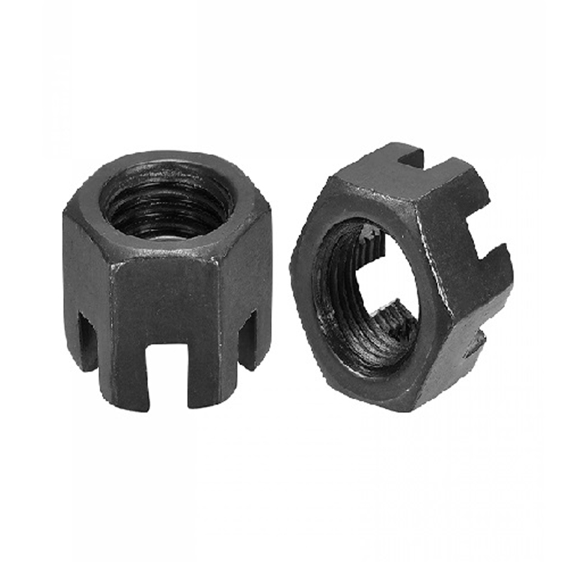 M16×1,5, klasa 4,8, nakrętka koronowa z czarnym tlenkiem, stal węglowa, szczelinowa DIN 935 M16×1,5, klasa 4,8, nakrętka koronowa z czarnym tlenkiem, stal węglowa, szczelinowa DIN 935