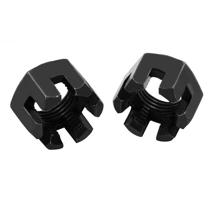 M16×1,5, klasa 4,8, nakrętka koronowa z czarnym tlenkiem, stal węglowa, szczelinowa DIN 935